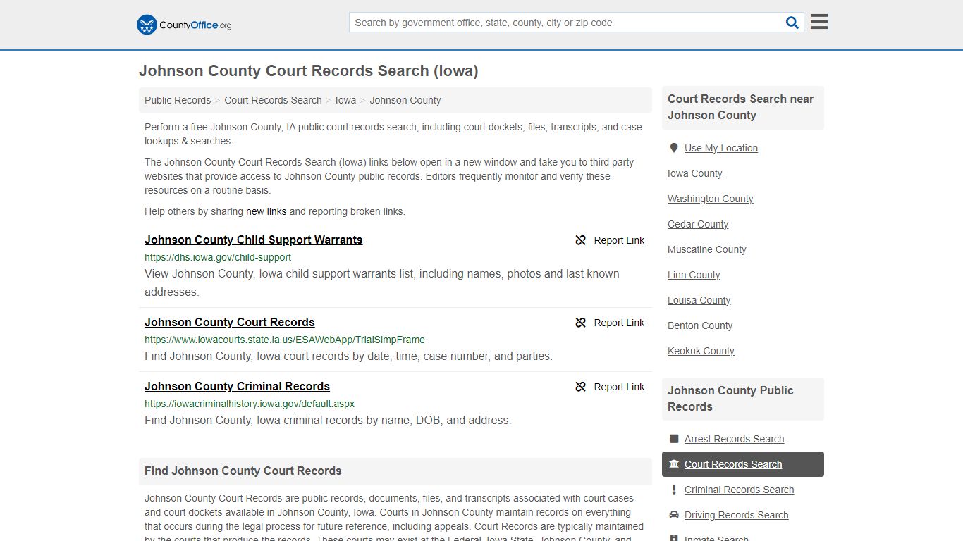 Johnson County Court Records Search (Iowa) - County Office